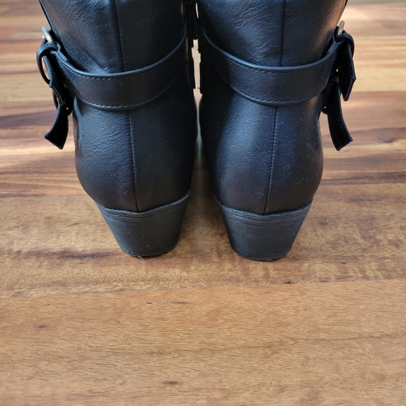 TOP MODA Black Double buckle Booties Size 7.5 - Picture 7 of 7
